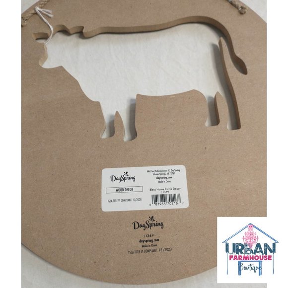 🚜 Dayspring Bless Home Cow Round Hanging Sign - Picture 2 of 3
